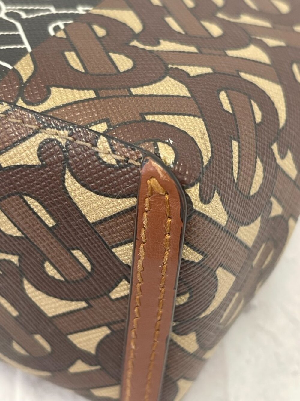 Burberry TB Monogram Coated Canvas & Leather Hackberry Shoulder Bag - Preowned - Picture 13 of 16